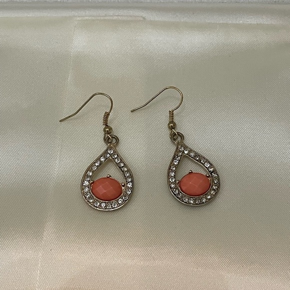 Salmon Colored Dangle Earrings - Picture 1 of 3